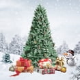 thumbnail image 1 of Gymax 8 Ft Snow Flocked Christmas Tree Artificial Unlit Hinged Tree w/Pine Cones, 1 of 10
