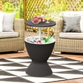 thumbnail image 1 of Gymax 8-Gal Patio Ice Cooler Bucket Cool Bar Side Table w/ Retractable Tabletop Black, 1 of 10