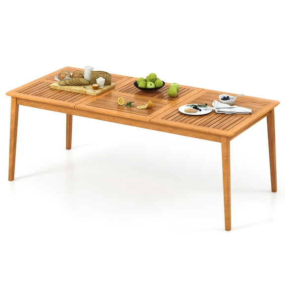 Gymax 8-Person Outdoor Acacia Wood Dining Table w/ 1.96'' Umbrella Hole Rectangular