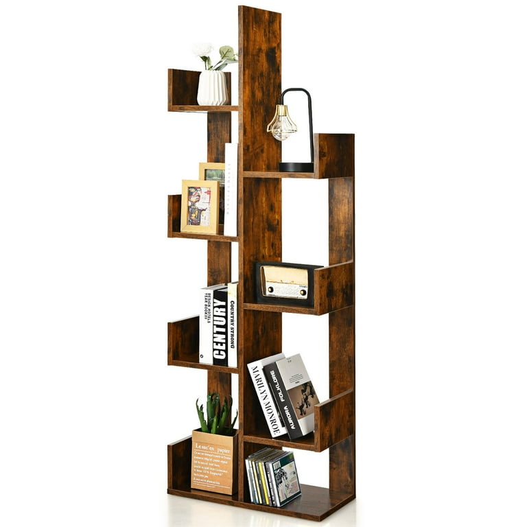 Free Shipping! Gymax 8 Shelf Bookcase, Brown Wood Bookshelf with