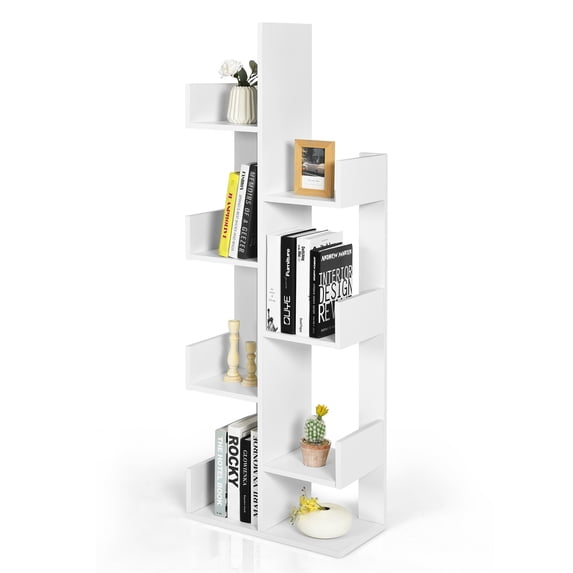 Gymax 8 Shelf Bookcase, White