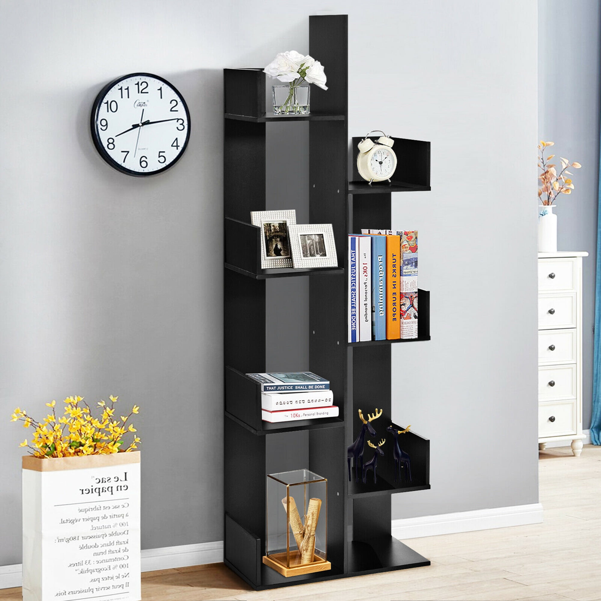 Gymax 8-Tier Bookshelf Bookcase Space-Saving Storage Rack w Gymax 8-Tier Bookshelf Bookcase Space-Saving Storage Rack w