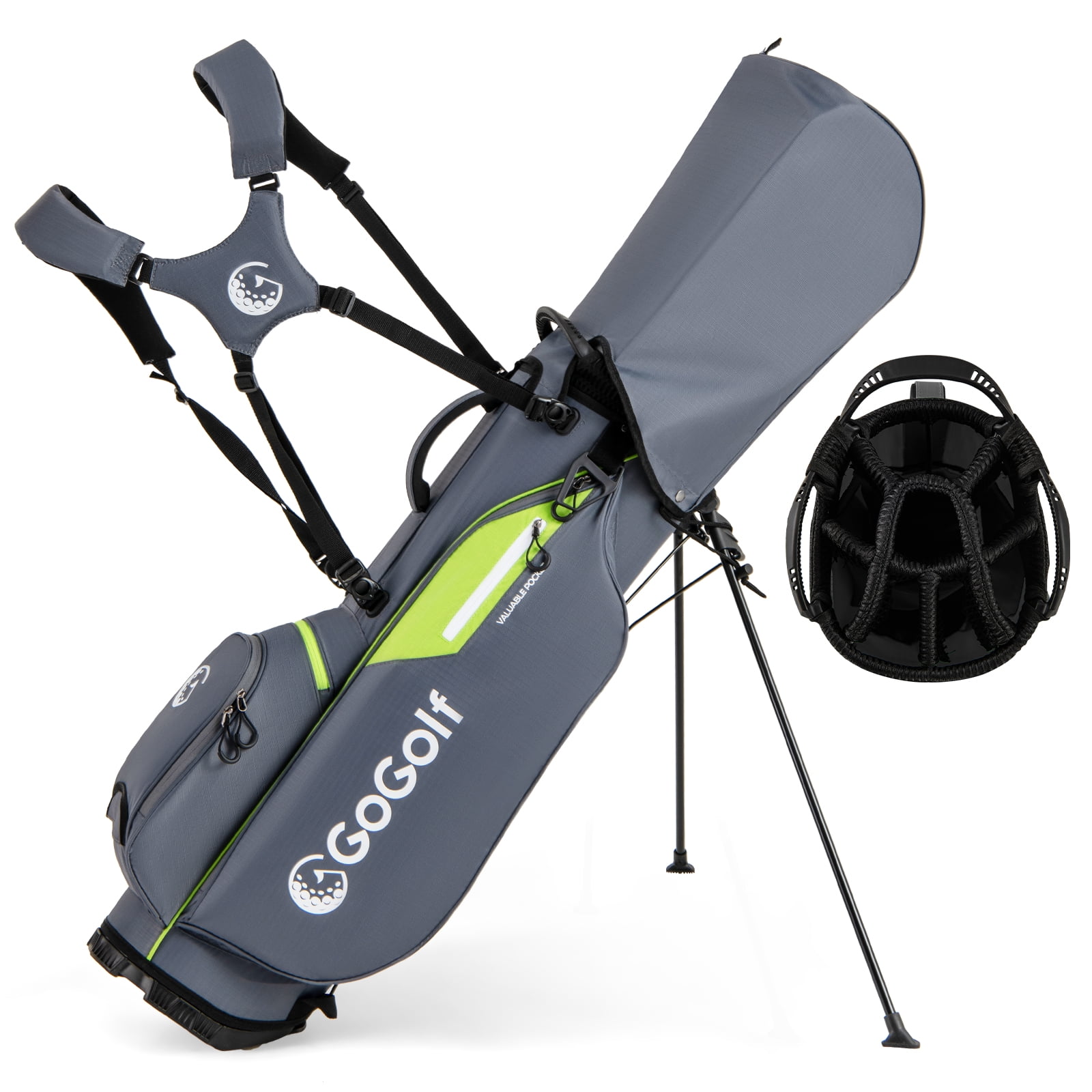Gymax 8-Way Golf Stand Bag w/ 5 Pockets Lightweight Portable Golf Club Bag Handles Grey