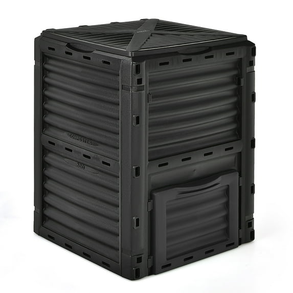 Gymax 80-Gallon Outdoor Composter W/ Large Openable Lid & Bottom Exit Door