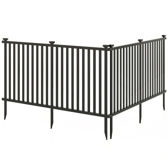 Gymax 80'' x 39'' Vinyl Picket Fence 2 No Dig Fence Panels for Soft Ground White