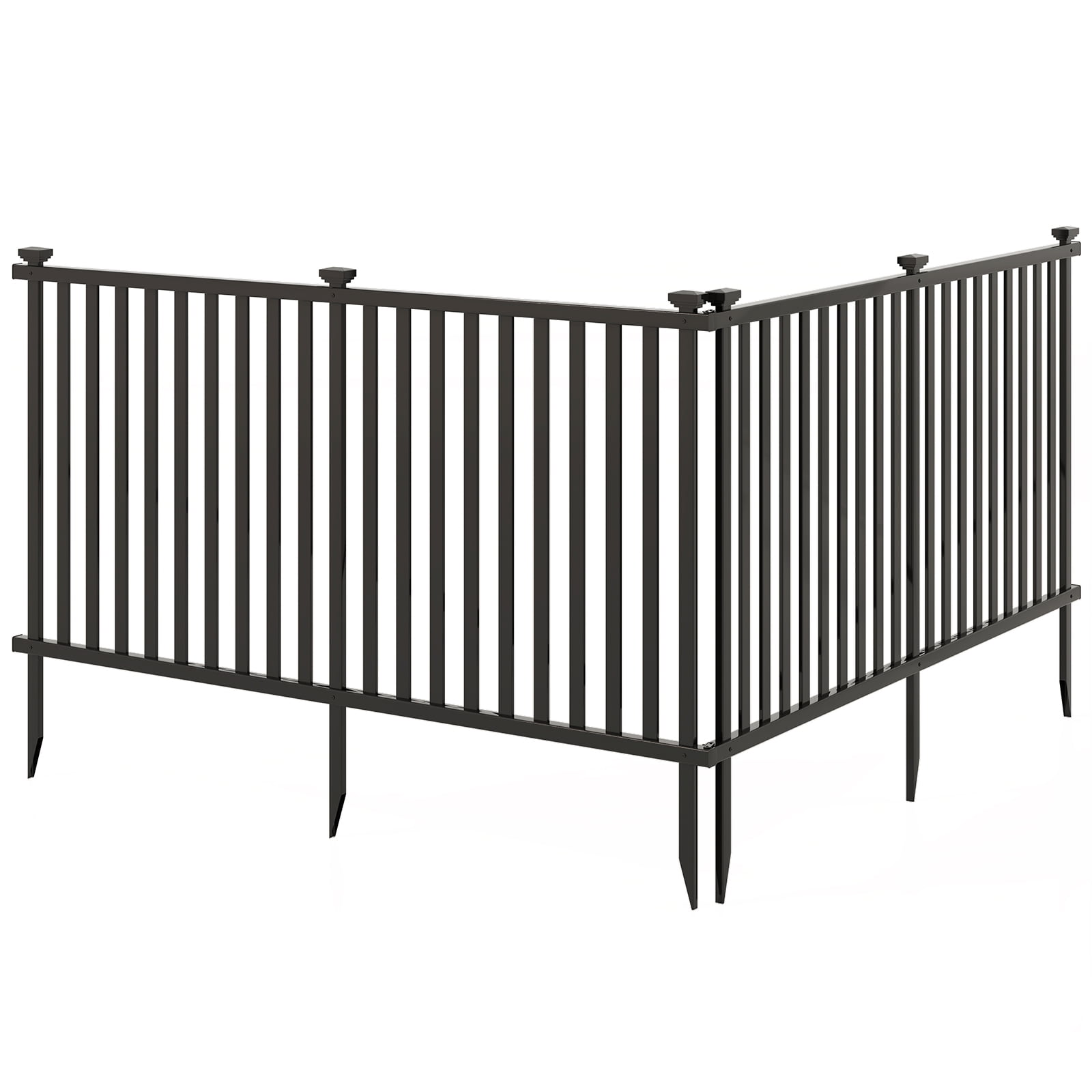 Gymax 80'' x 39'' Vinyl Picket Fence 2 No Dig Fence Panels for Soft Ground White