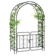 thumbnail image 1 of Gymax 84'' No Dig Arch Trellis Heavy-duty Metal Garden Arbor w/ Lockable Gate, 1 of 10