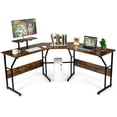 thumbnail image 1 of Gymax 88.5'' L Shaped Reversible Computer Desk 2 Person Long Table Monitor Stand Rustic, 1 of 10
