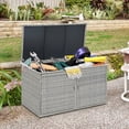 thumbnail image 1 of Gymax 88 Gallon Rattan Storage Box Outdoor Patio Container Seat w/ Shelf Door, 1 of 10
