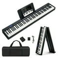 thumbnail image 1 of Gymax 88-Key Folding Electric Piano Keyboard Semi Weighted Full Size MIDI Black, 1 of 10