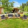 thumbnail image 1 of Gymax 8PCS Cushioned Wooden Conversation Set Patio Outdoor Furniture Set, 1 of 9