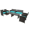 thumbnail image 1 of Gymax 8PCS Patio Conversation Set Outdoor Rattan Furniture Set w/ Turquoise Cushions, 1 of 8
