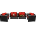 thumbnail image 1 of Gymax 8PCS Rattan Patio Conversation Set Outdoor Furniture Set w/ Red Cushions, 1 of 9