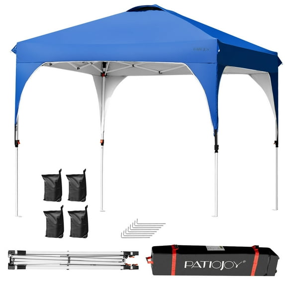 Gymax 8x8 FT Pop up Canopy Tent Shelter Height Adjustable w/ Roller Bag Blue