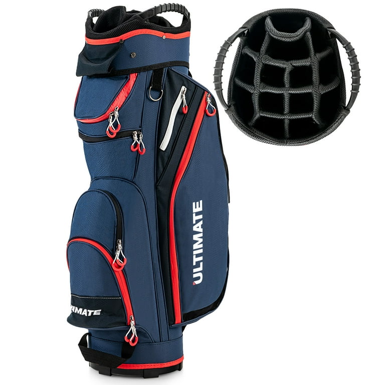 Gymax 9.5 Golf Cart Bag w/14 Full-Length Divider Rain Hood Cooler Bag 8  Pockets 