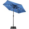 thumbnail image 1 of Gymax 9 Ft Patio Table Market Umbrella w/ 18 Solar LED Lights & Heavy-duty Base Blue, 1 of 9
