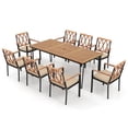 thumbnail image 1 of Gymax 9 PCS Patio Dining Set Rectangular Dining Table w/ Acacia Wood Top Umbrella Hole, 1 of 8