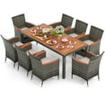 thumbnail image 1 of Gymax 9 PCS Wicker Dining Set Patio Dining Furniture Set w/ Acacia Wood Table & 8 Armchairs, 1 of 10