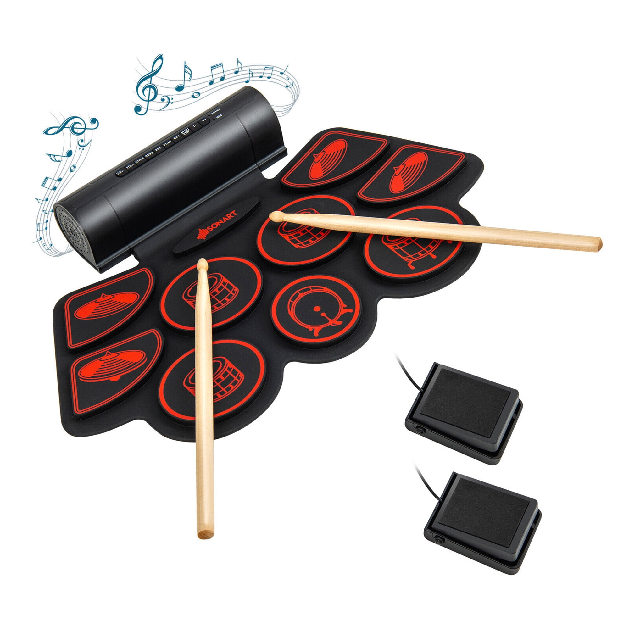 Electronic Drum Set for Kids Adults 9 Pad Digital Drum Kit Portable Rollup  Drum