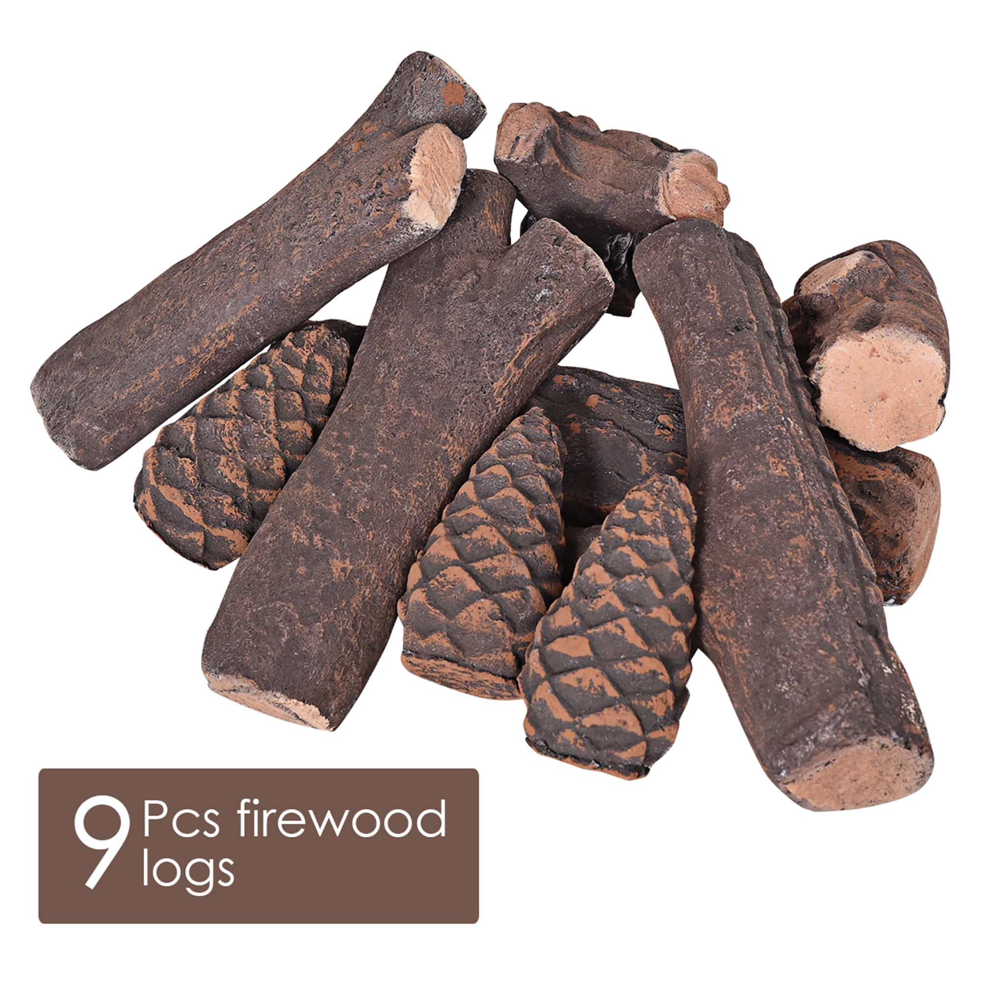 Realistic Ceramic Wood Log Set for Indoor/Outdoor Fireplaces