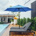 thumbnail image 1 of Gymax 9 ft Outdoor Patio Market Table Umbrella Garden Yard w/ Crank 6 Ribs Blue, 1 of 7