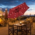 thumbnail image 1 of Gymax 9 ft Patio Table Market Umbrella Yard Outdoor w/ Solar LED Lights Burgundy, 1 of 8