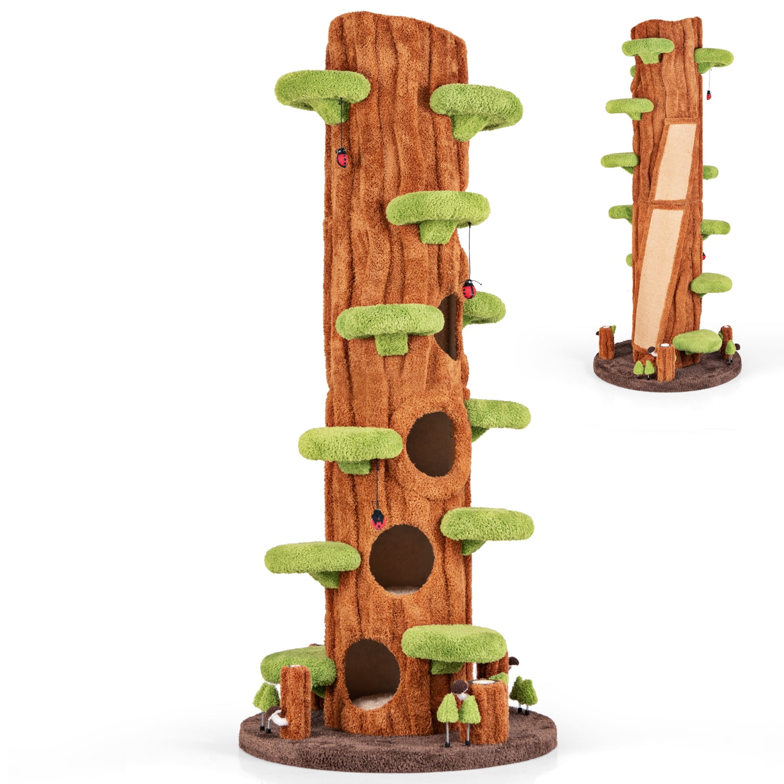 Gymax 90.5'' Tall Multifunctional Cat Tree w/ Private Condos Sisal Covered Scratching Panel