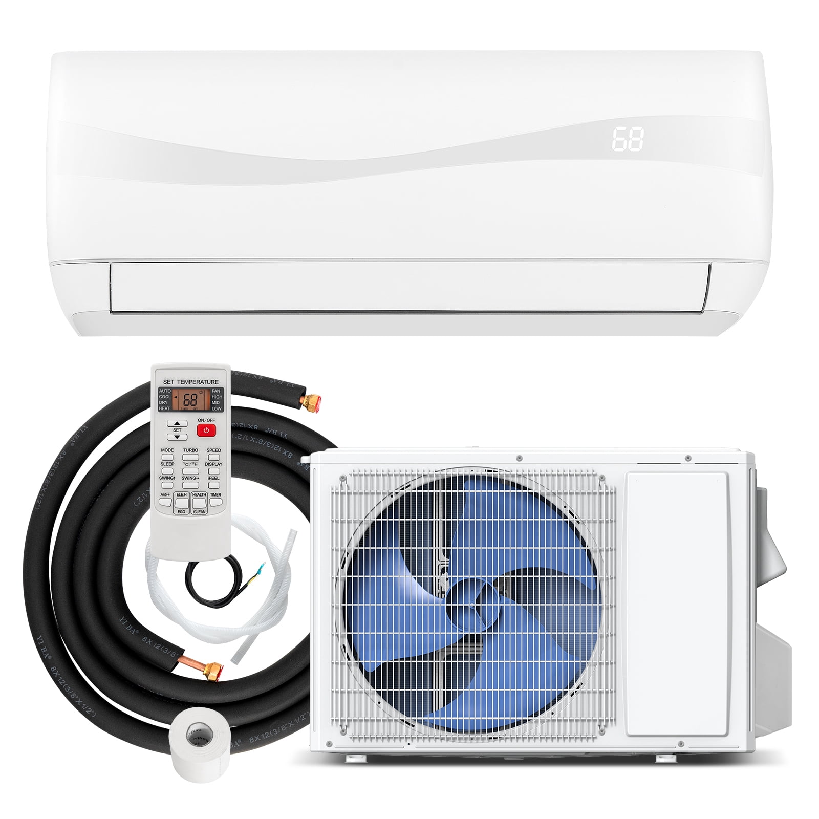 Gymax 9000BTU Mini Split Air Conditioner & Heater 19 SEER2 115V Wall Mount AC Unit