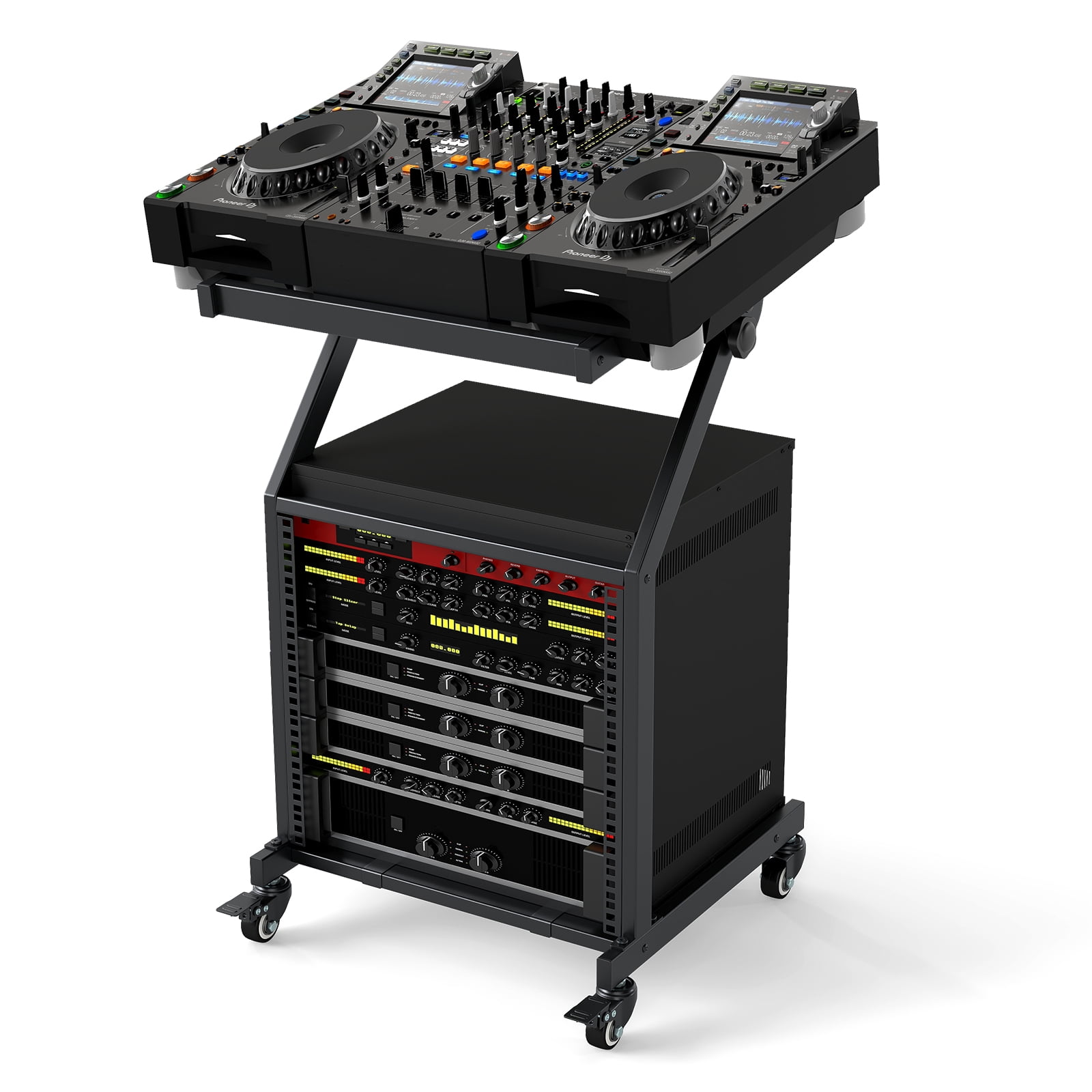 Gymax 9U 2 Layer Professional Audio Rack Mount w/Adjustable Crossbars ...
