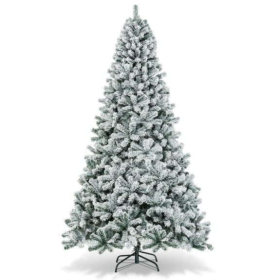 Gymax 9ft Snow Flocked Hinged Artificial Christmas Tree Unlit Holiday Decor