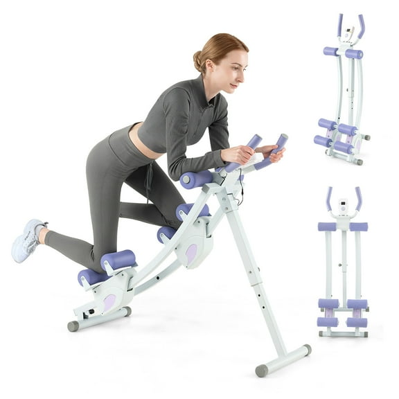 Gymax Ab Machine Foldable Core & Abdominal Workout Trainer Cruncher Adjustable Heights