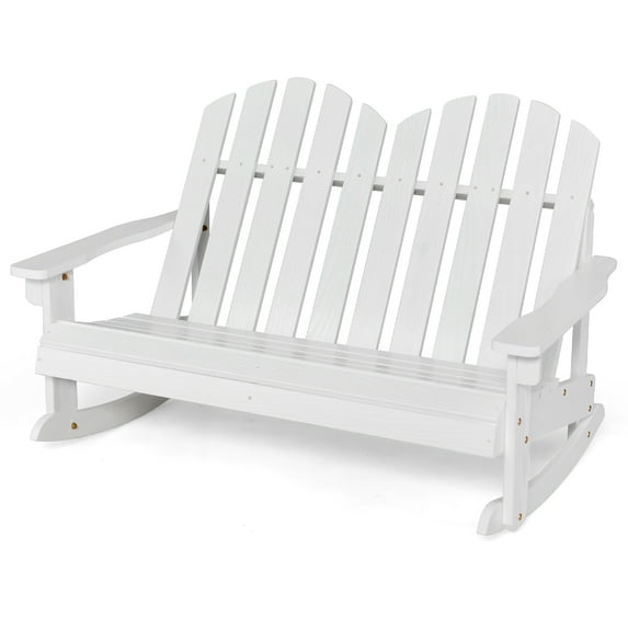 Gymax Adirondack Rocking Chair Kid Backrest Armrest Solid Wood White