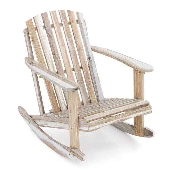 Gymax Adirondack Rocking Chair w/Slatted Seat & High Fanned Back for Backyard Porch