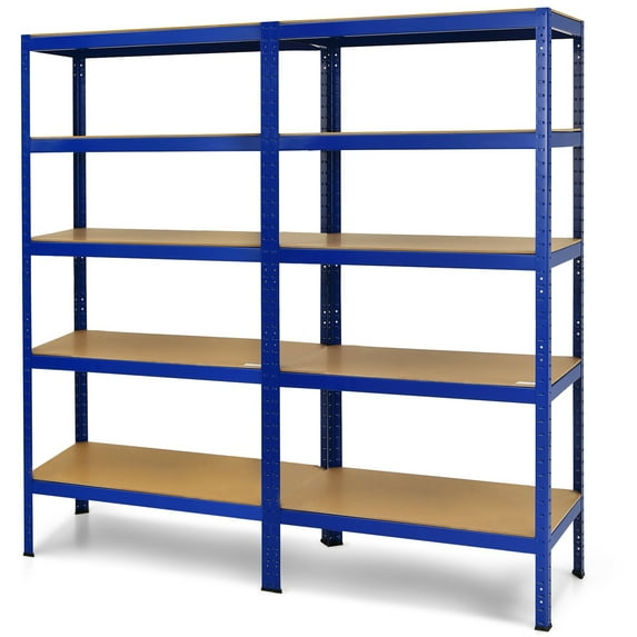 Gymax Adjustable 18"W x 36"D x 72"H 5-Shelf Garage Shelves, Blue, 2 Count