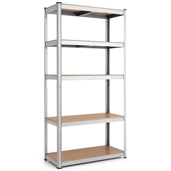 Gymax Adjustable 36''x72'' Heavy Duty 5 Level Garage Tool Shelf 2000lbs Silver