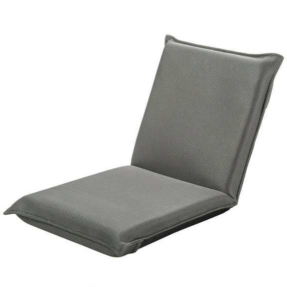 Gymax Adjustable 6-Position Floor Chair Padded Folding Lazy Sofa Chair Grey