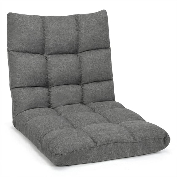 Gymax Adult Floor Chair w/ 14-Position Adjustable Back Support Gray