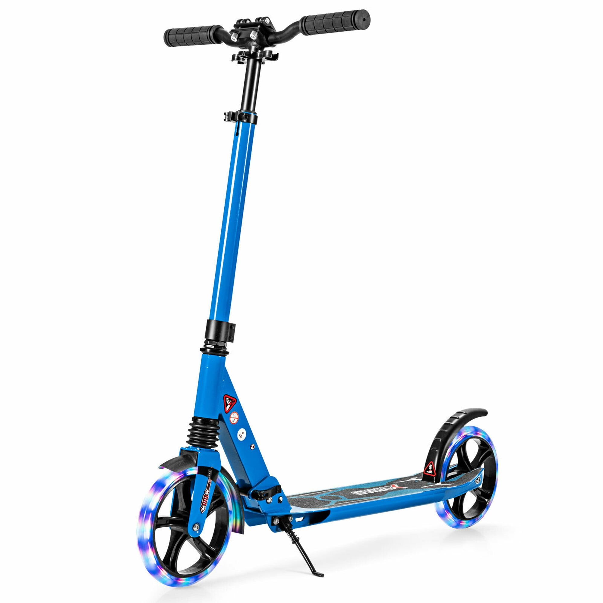 Gymax Aluminum Folding Kick Scooter w/LED Wheels Shoulder Strap