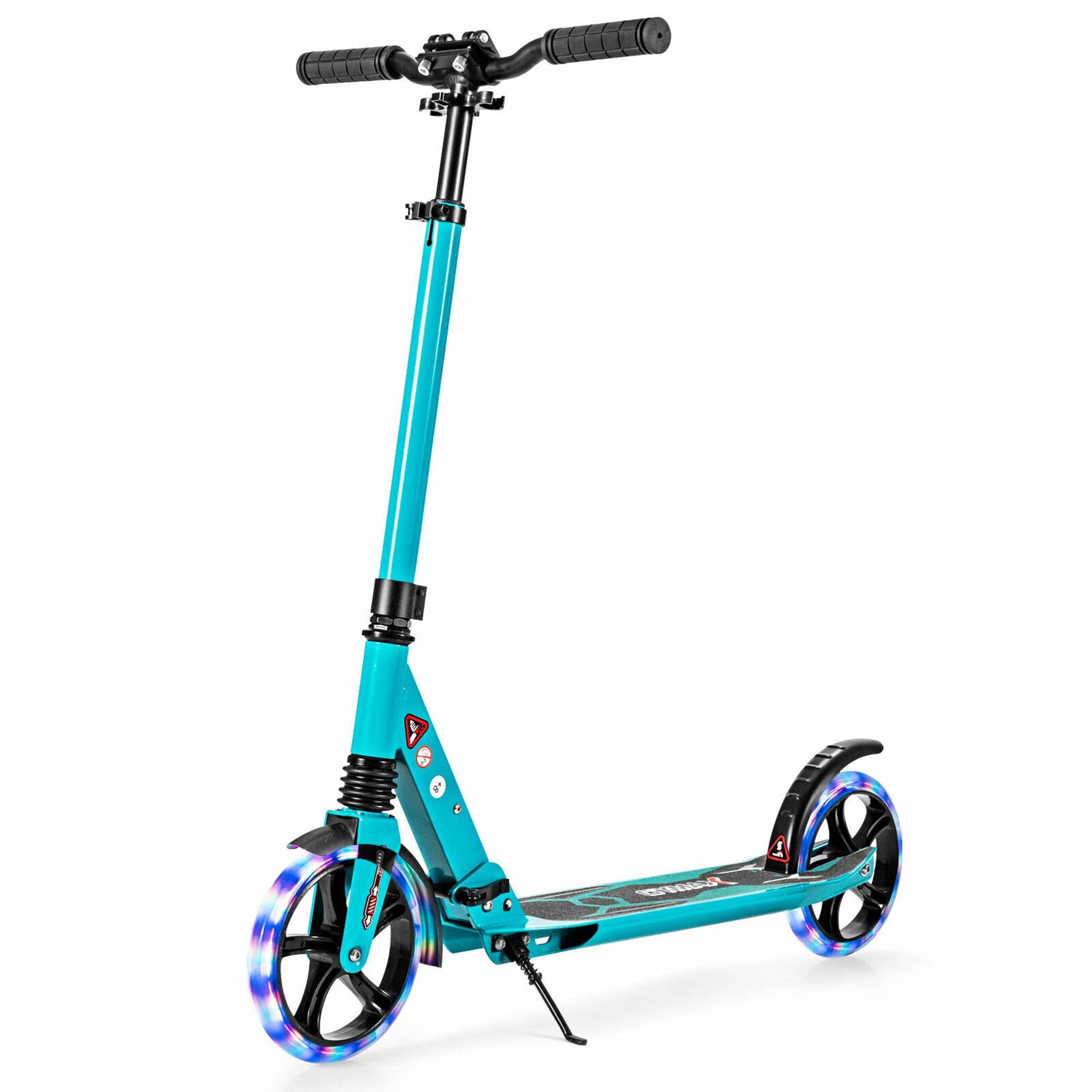 Gymax Aluminum Folding Kick Scooter w/LED Wheels Shoulder Strap