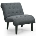 thumbnail image 1 of Gymax Armless Accent Chair Upholstered Tufted Lounge Chair Wood Legs Dark Grey, 1 of 10