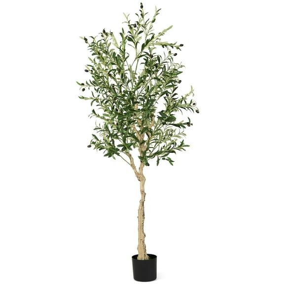 Gymax Artificial Olive Tree 6 FT Tall Faux Olive Plants for Indoor and Outdoor