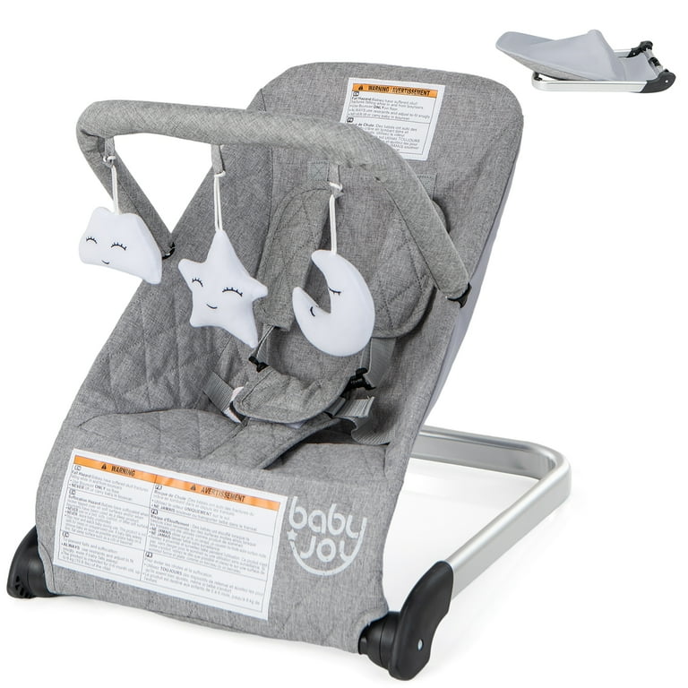 Gymax Baby Bouncer Foldable Baby Rocker with 5 point Safety Harness