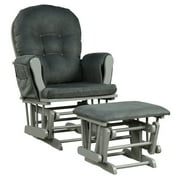 Gymax Baby Nursery Relax Rocker Rocking Chair Glider & Ottoman Set w/ Cushion Dark Grey