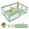thumbnail image 1 of Gymax Baby Playpen Extra-Large Safety Baby Fence w/ Ocean Balls & Rings Green, 1 of 10