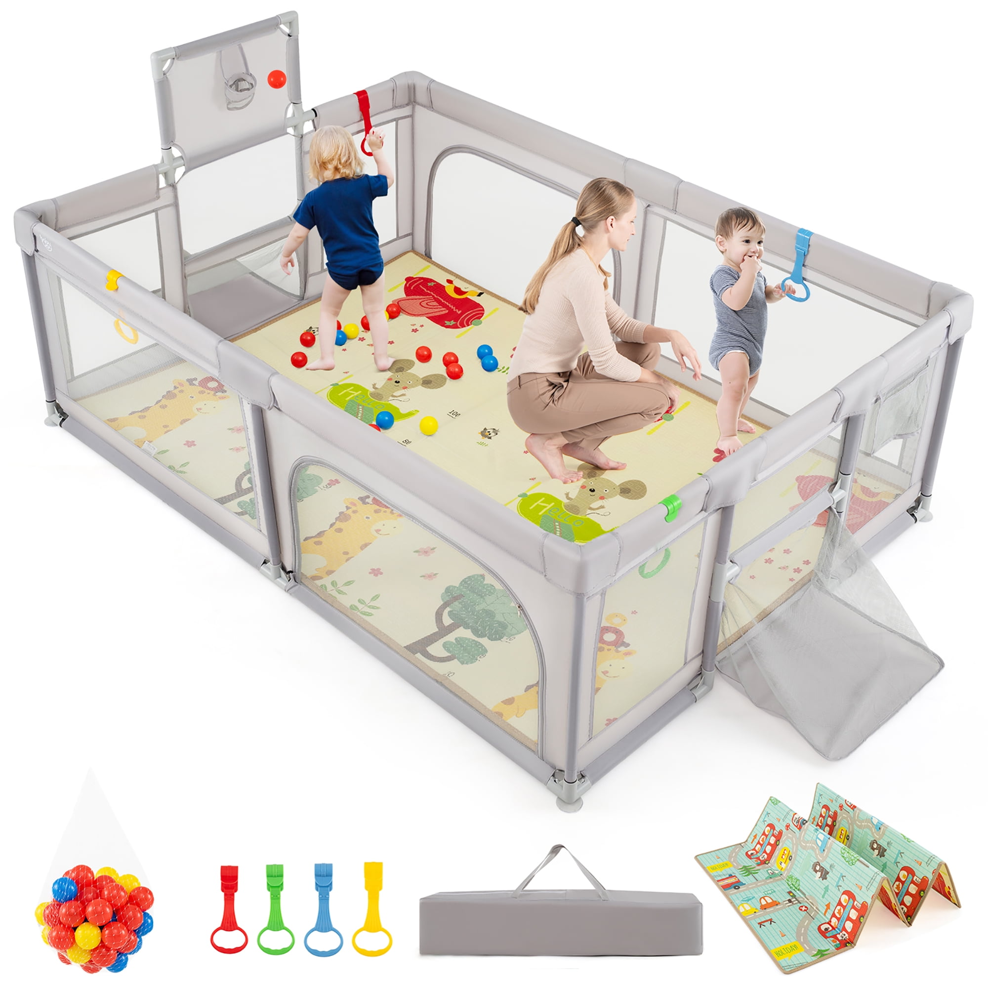 Gymax Infant Play Yard with Toys Safe Activity Center, Kids Playpen — free download