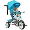 thumbnail image 1 of Gymax Baby Tricycle Stroller 6-in-1 Kids Push Trike w/ Removable 5-Position Canopy Blue, 1 of 10