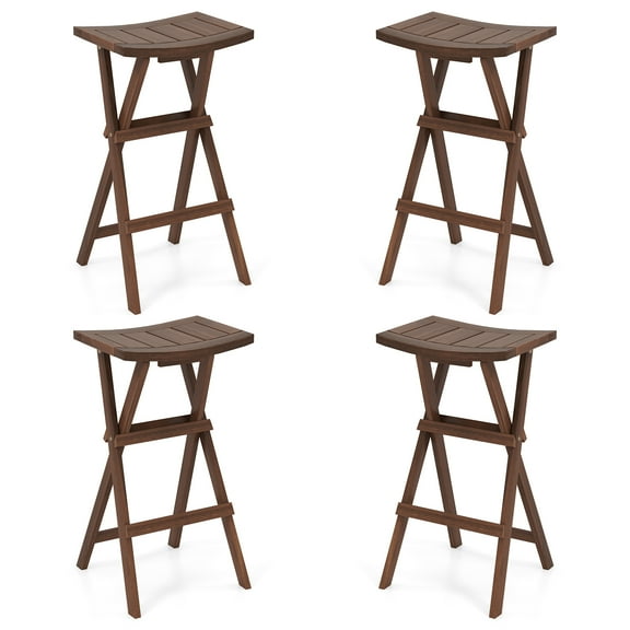 Gymax Bar Stools Set of 4 30'' Folding Bar Height Stools w/ Saddle Seat & Footrest