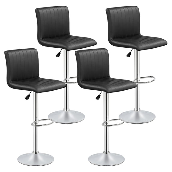 Gymax Bar Stools Set of 4 Adjustable Swivel Barstools w/Back & Footrest for Kitchen