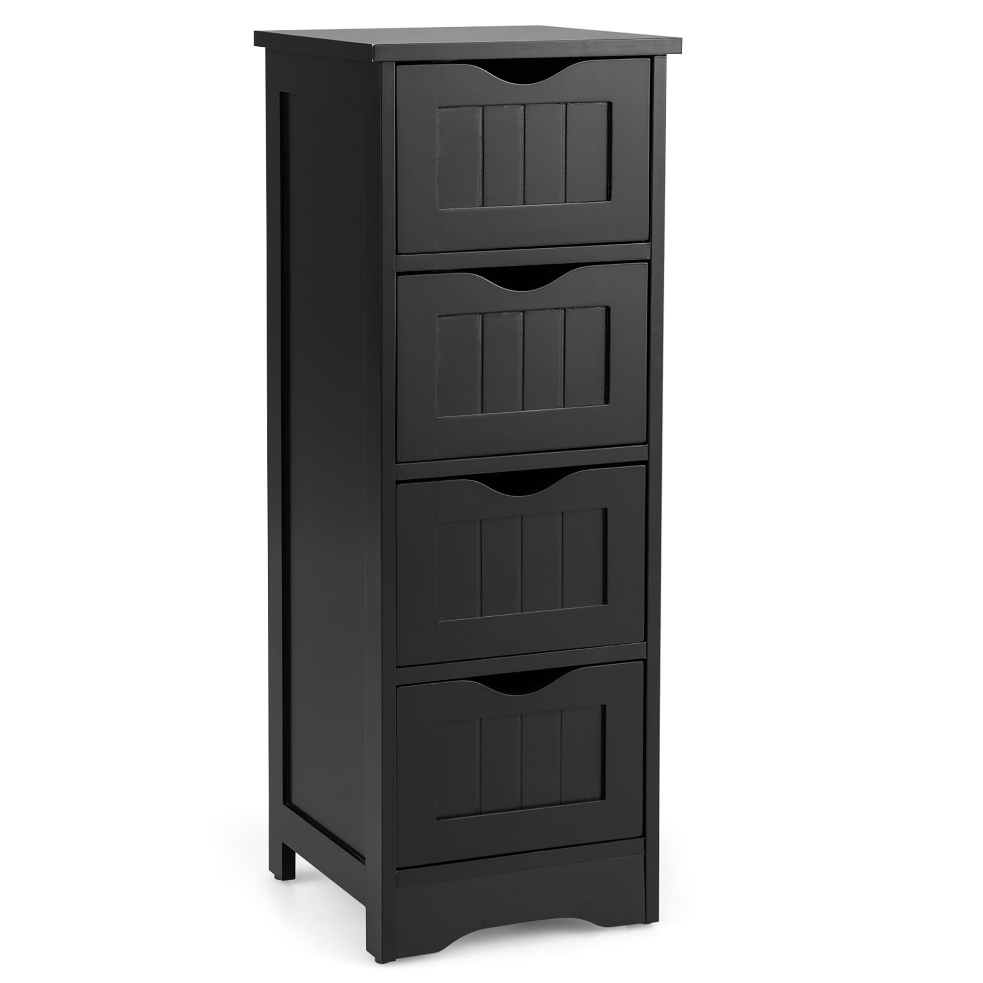 Gymax Bathroom Floor Cabinet Free Standing Storage Side Organizer W/4 ...