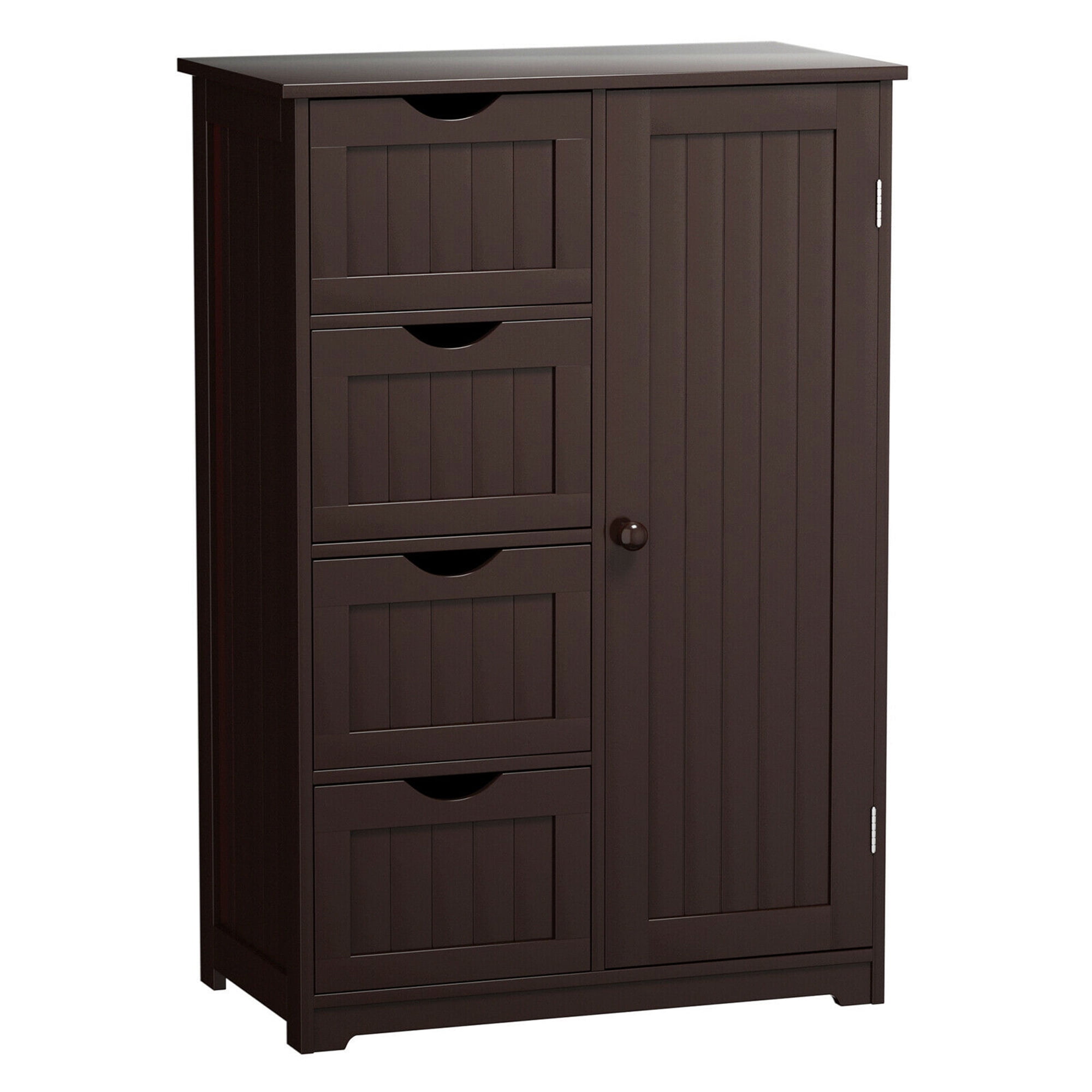 Brown MDF Living Room Cabinet with Adjustable Shelving and 4 Drawers
